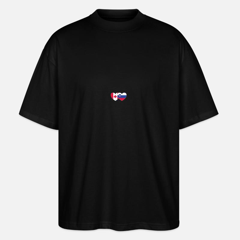 Drapeau Canada Slovénie Coeur - T-shirt bio Blaster 2.0 coupe oversize Stanley/Stella Unisexe - noir