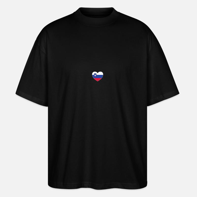 Slowenien Flagge Herz - Stanley/Stella Oversized Unisex Bio T-Shirt Blaster 2.0 - Schwarz