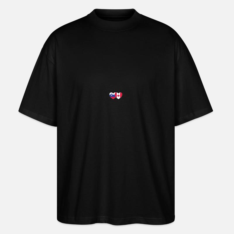 Slovénie Canada Drapeau Coeur - T-shirt bio Blaster 2.0 coupe oversize Stanley/Stella Unisexe - noir