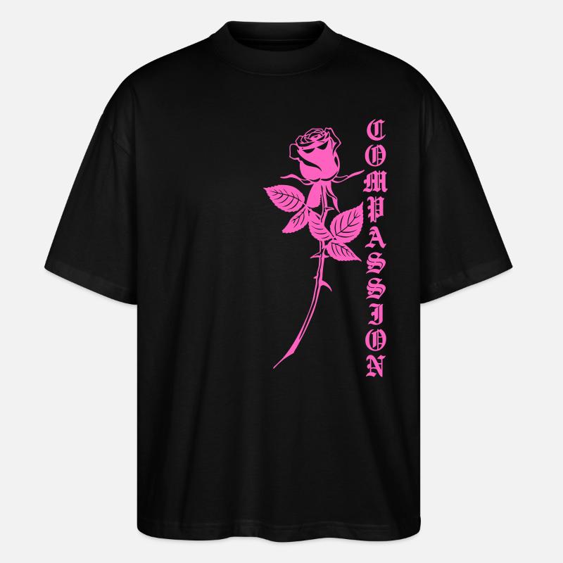 Compassion Rose in Pink - Stanley/Stella Oversized Unisex Bio T-Shirt Blaster 2.0 - Schwarz