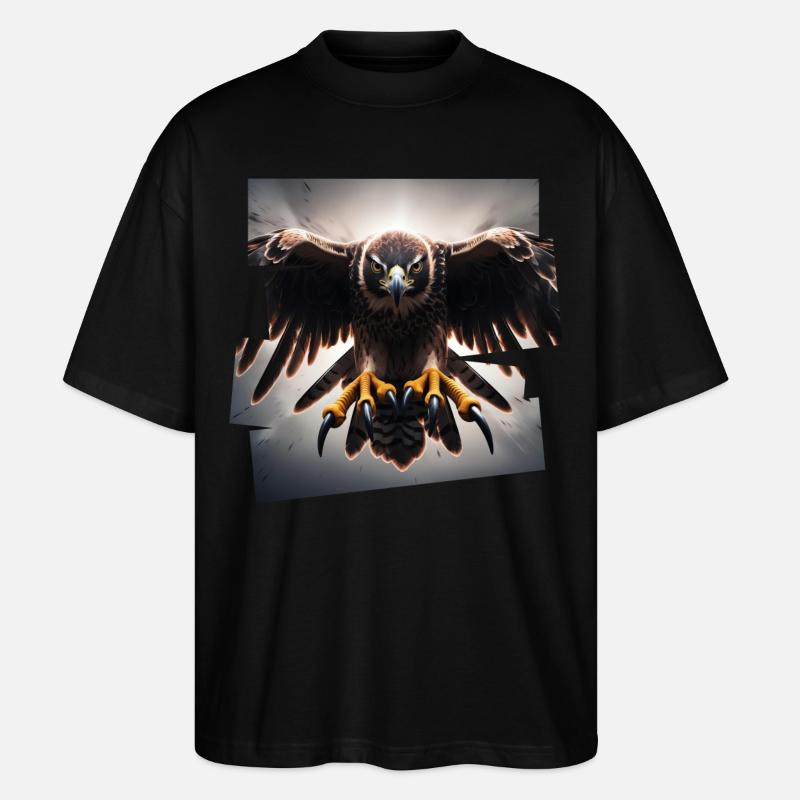 Attaque frontale de l’aigle - T-shirt bio Blaster 2.0 coupe oversize Stanley/Stella Unisexe - noir