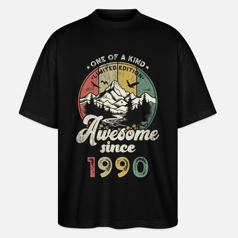 1990 Anniversaire Montagnes - T-shirt bio Blaster 2.0 coupe oversize Stanley/Stella Unisexe - noir