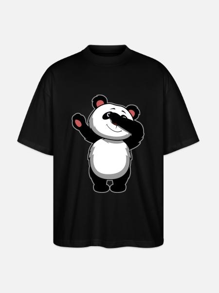 Dabbing Panda Bear - Dab Panda - Stanley/Stella Oversized Unisex Organic T-shirt Blaster 2.0 - black