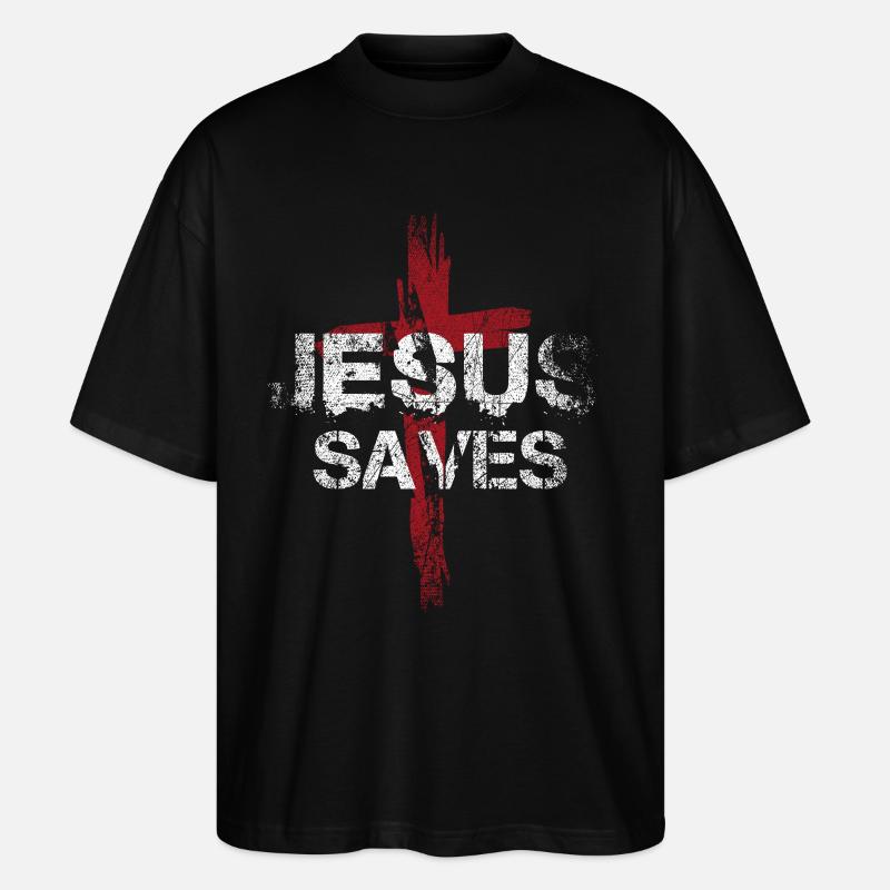 Jesus Saves - Stanley/Stella Oversized Unisex Bio T-Shirt Blaster 2.0 - Schwarz