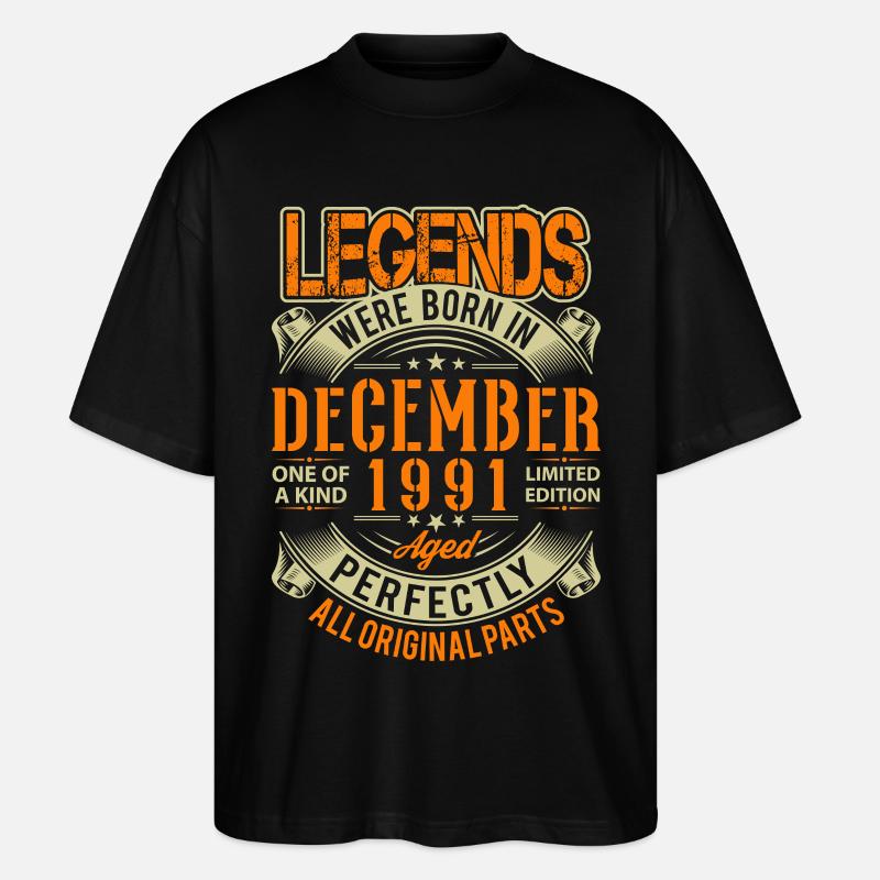 1991 Décembre Birthday Legend - T-shirt bio Blaster 2.0 coupe oversize Stanley/Stella Unisexe - noir