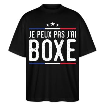 Boxe - je peux pas j'ai boxe boxeur boxing france - T-shirt bio Blaster 2.0 coupe oversize Stanley/Stella Unisexe - noir - Devant - Alina (178cm) & Michal (187cm)