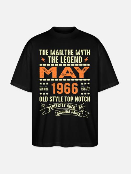 Birthday May 1966 - May 1966 - Stanley/Stella Oversized Unisex Organic T-shirt Blaster 2.0 - black