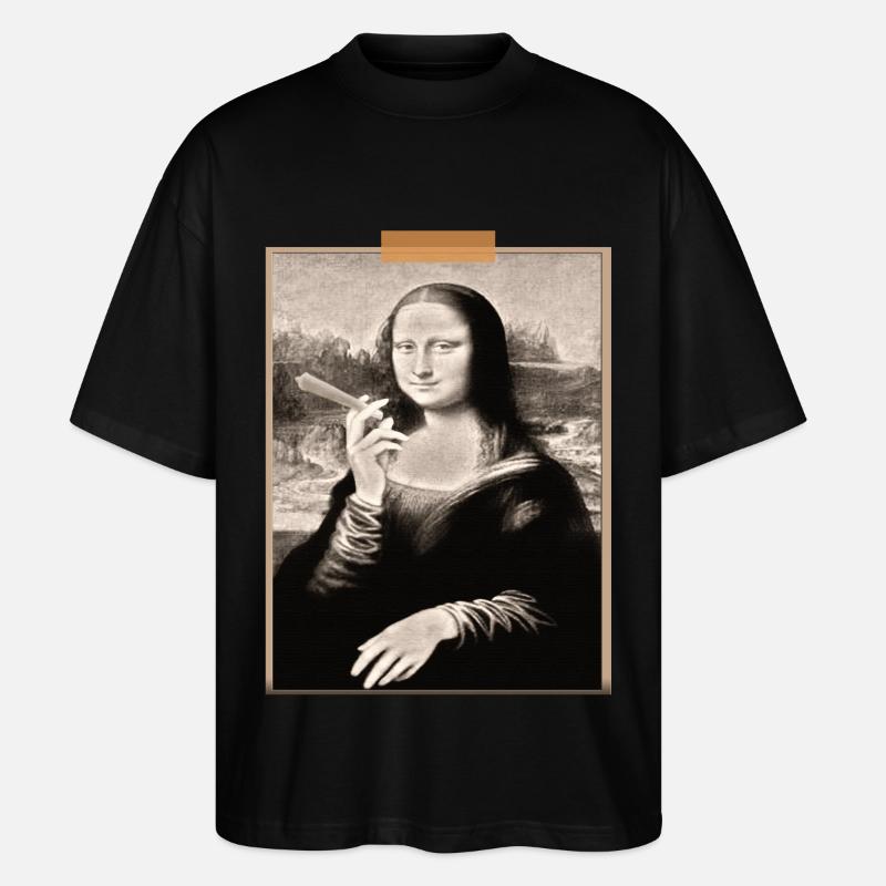 T shirt Mona Lisa Cigarette Modernisée - T-shirt bio Blaster 2.0 coupe oversize Stanley/Stella Unisexe - noir