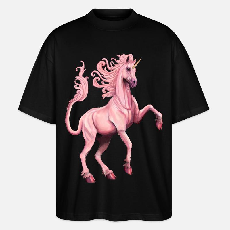 rosa Einhorn - Stanley/Stella Oversized Unisex Bio T-Shirt Blaster 2.0 - Schwarz