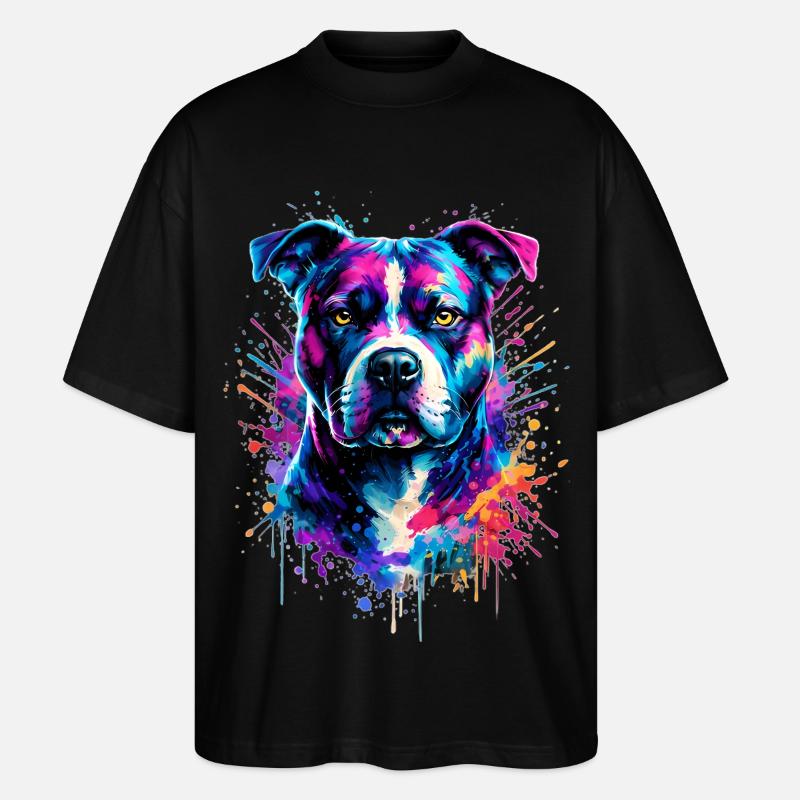 American Staffordshire Terrier - Stanley/Stella Oversized Unisex Bio T-Shirt Blaster 2.0 - Schwarz