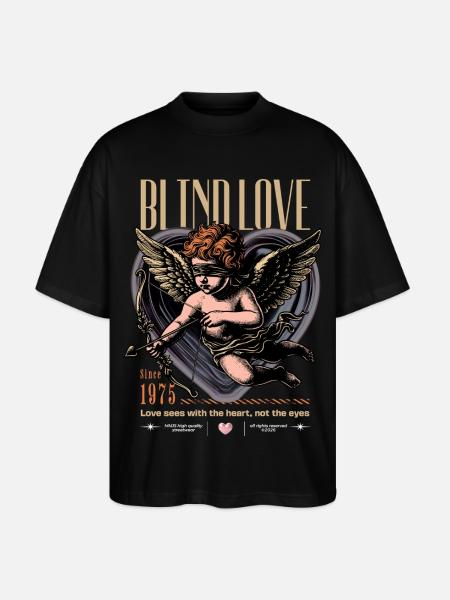 Blind Love 1975 Retro Cupid - Stanley/Stella Oversized Unisex Bio T-Shirt Blaster 2.0 - Schwarz
