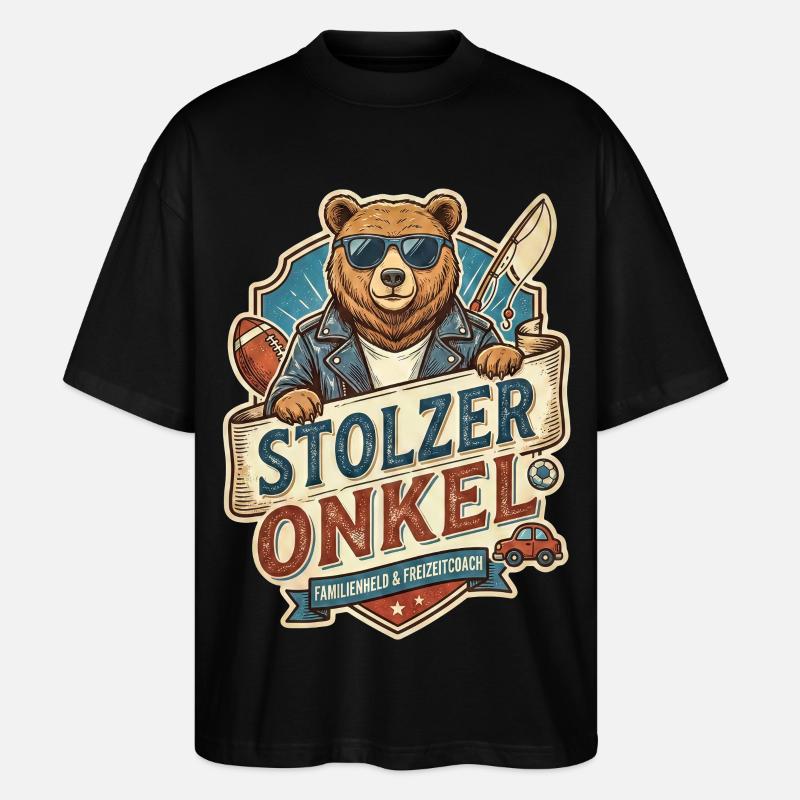 Stolzer Onkel Bär – Freizeitheld - Stanley/Stella Oversized Unisex Bio T-Shirt Blaster 2.0 - Schwarz
