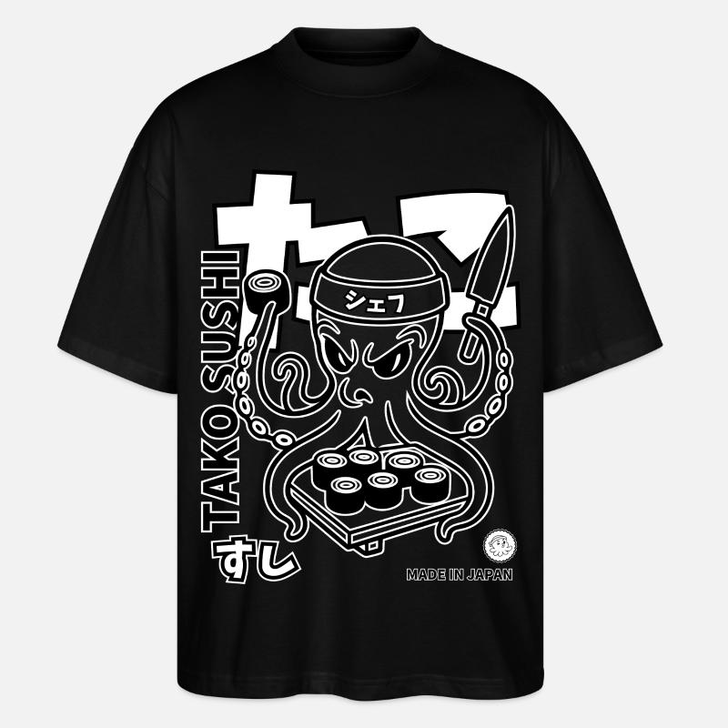 Oktopus Sushi Chef  - Stanley/Stella Oversized Unisex Bio T-Shirt Blaster 2.0 - Schwarz