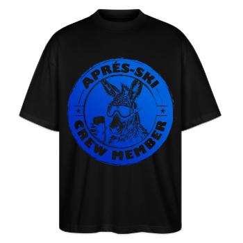 Esel Apres Ski Team Spruch - Stanley/Stella Oversized Unisex Bio T-Shirt Blaster 2.0 - Schwarz - Vorne - Alina (178cm) & Michal (187cm)