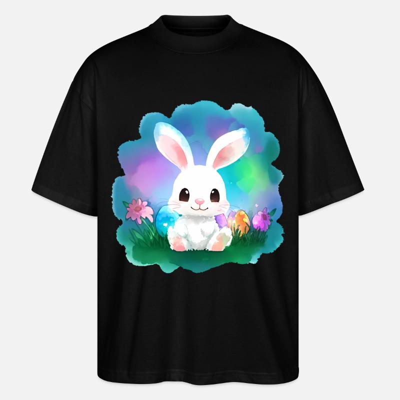 Lapin de Pâques Enfant Mignon - T-shirt bio Blaster 2.0 coupe oversize Stanley/Stella Unisexe - noir
