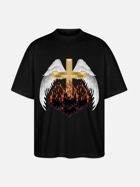 Kryds himlen helvede hinsides reinkarnation Satan - Stanley/Stella Oversize Unisex Øko T-shirt Blaster 2.0 - sort