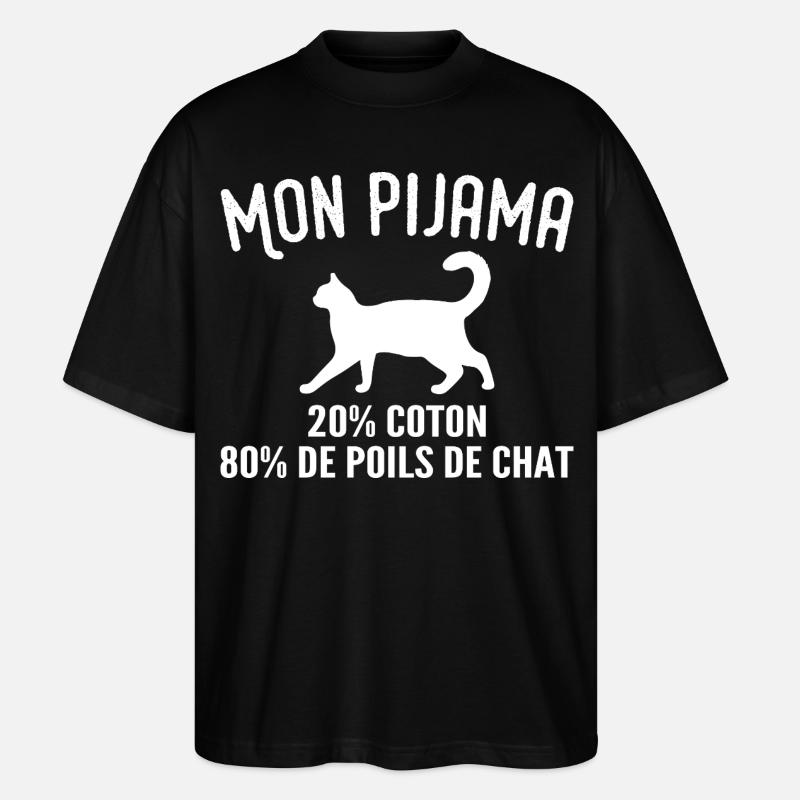 Humorvoller Katzenhaar-Pyjama - Stanley/Stella Oversized Unisex Bio T-Shirt Blaster 2.0 - Schwarz