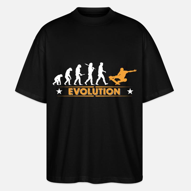 Skateboard Evolution - orange/weiss - Stanley/Stella Oversized Unisex Organic T-shirt Blaster 2.0 - black