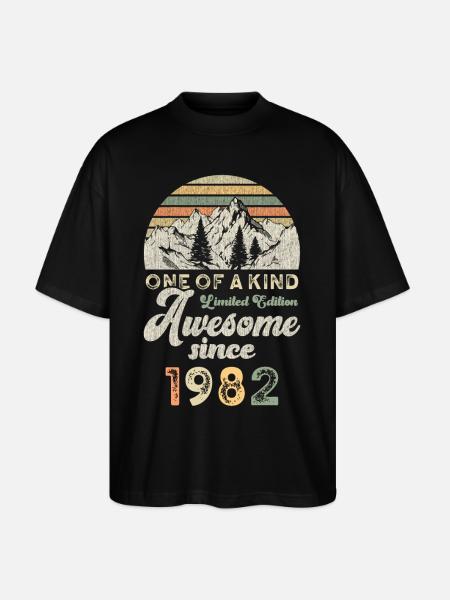 1982 Birthday Berge - Stanley/Stella Oversized Unisex Organic T-shirt Blaster 2.0 - black