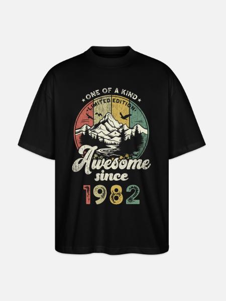 1982 Birthday Berge - Stanley/Stella Oversized Unisex Organic T-shirt Blaster 2.0 - black