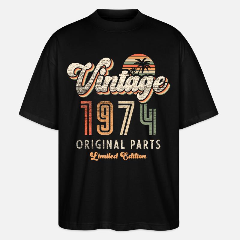 Millésime 1974 Anniversaire Rétro - T-shirt bio Blaster 2.0 coupe oversize Stanley/Stella Unisexe - noir