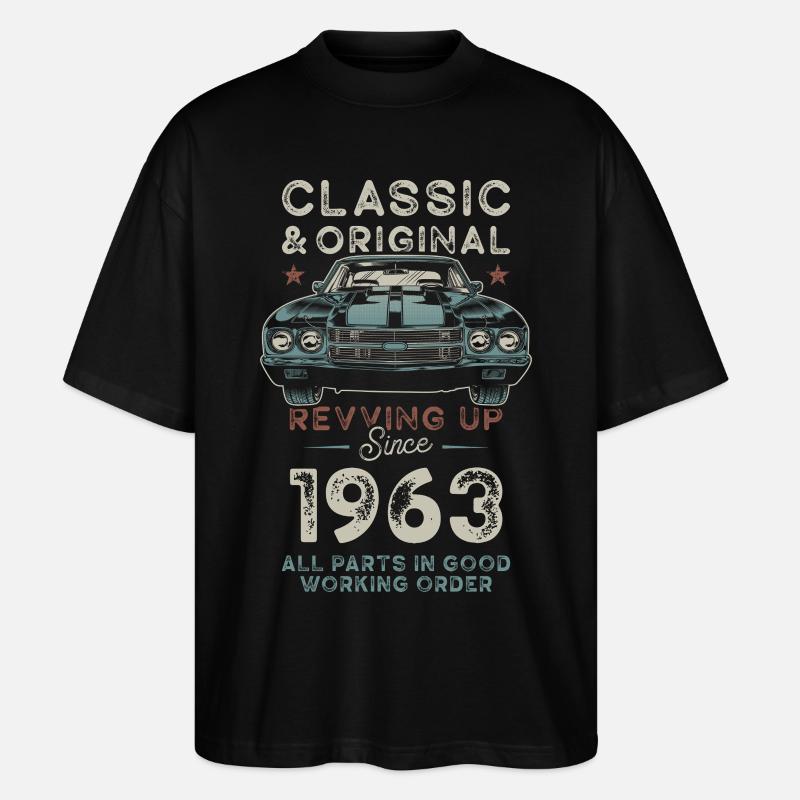 Né en 1963 Anniversaire Voiture classique - T-shirt bio Blaster 2.0 coupe oversize Stanley/Stella Unisexe - noir