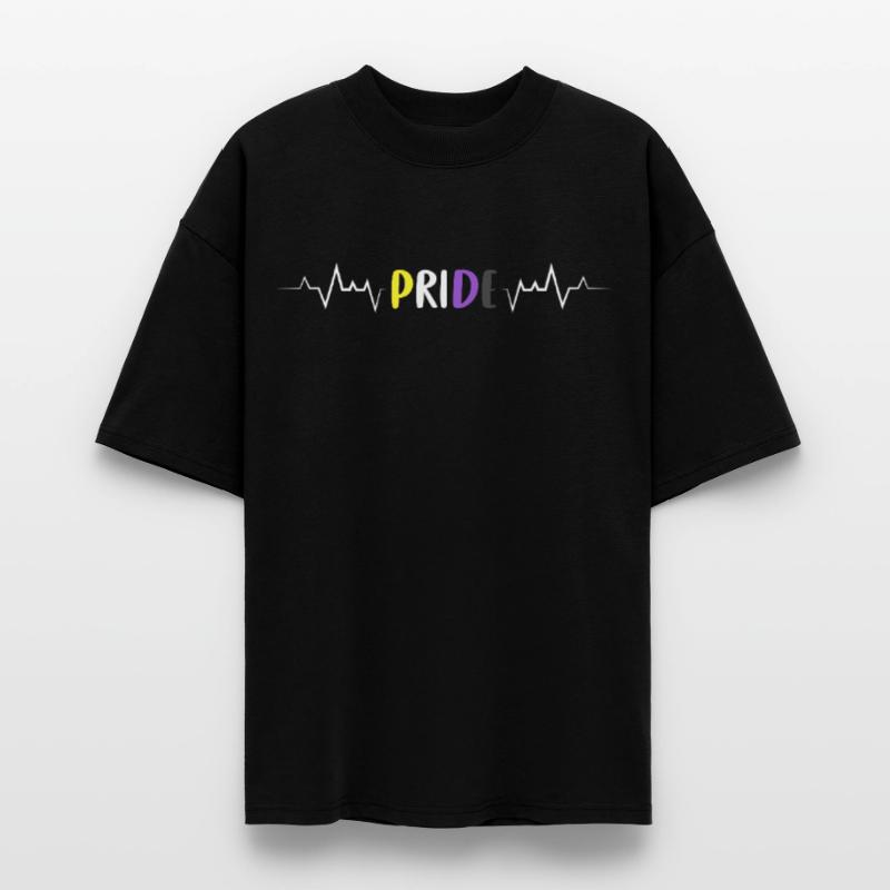 Nonbinary Pride Heartbeat Pride Non Binary Flag Stanley/Stella Oversized Unisex Organic T-shirt Blaster 2.0