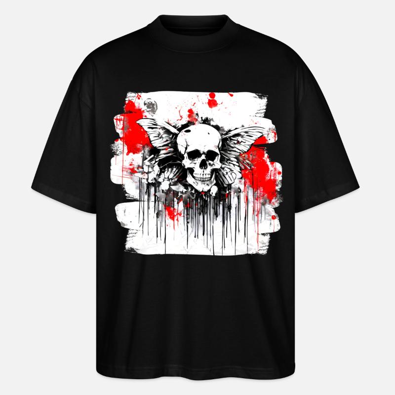 crâne éclaboussure trash polka tattoo - T-shirt bio Blaster 2.0 coupe oversize Stanley/Stella Unisexe - noir