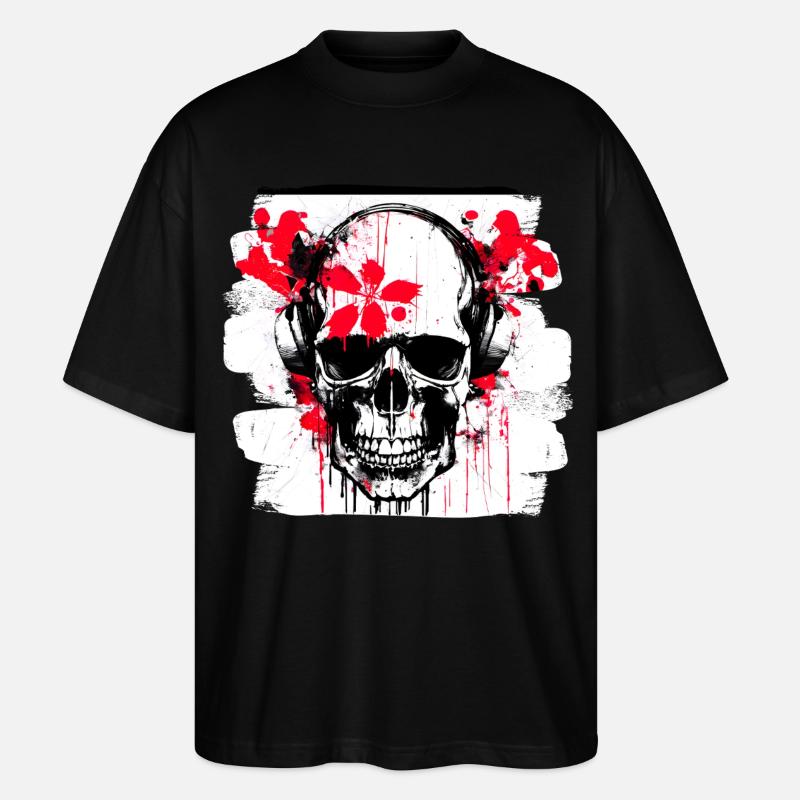 crâne éclaboussure trash polka tattoo - T-shirt bio Blaster 2.0 coupe oversize Stanley/Stella Unisexe - noir