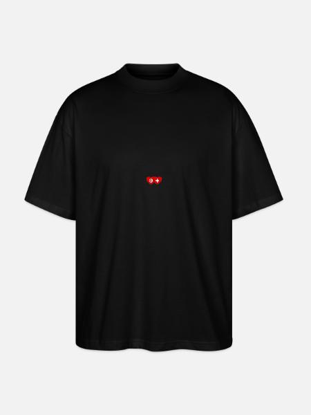 Tusenia Switzerland Flag Heart - Stanley/Stella Oversized Unisex Organic T-shirt Blaster 2.0 - black