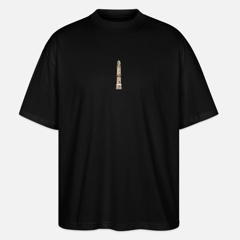 Phare Warnemünde sans texte, mer Baltique - T-shirt bio Blaster 2.0 coupe oversize Stanley/Stella Unisexe - noir