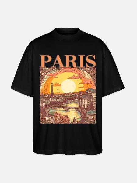 Paris Eiffelturm Bonjour Souvenirs - Stanley/Stella Oversized Unisex Bio T-Shirt Blaster 2.0 - Schwarz