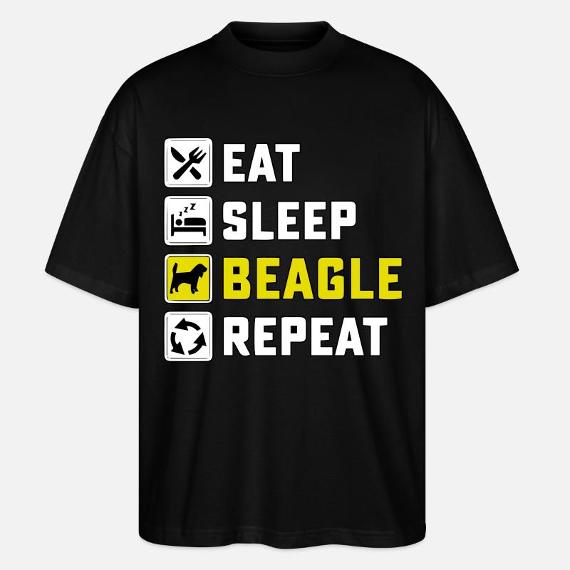 Eat sleep beagle repeat - Stanley/Stella Oversized Unisex Organic T-shirt Blaster 2.0 - black