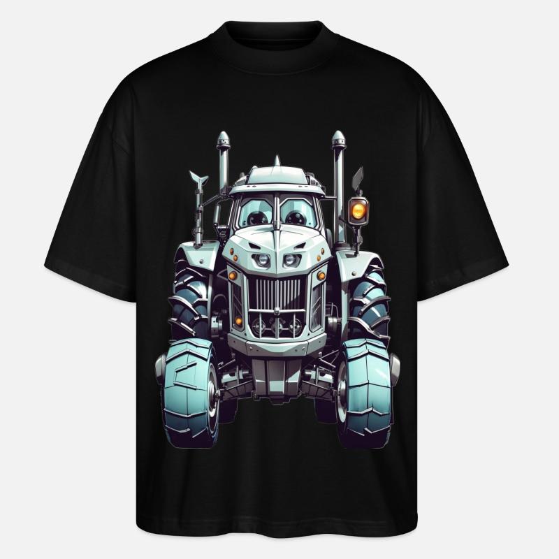 Tractor with eyes - Stanley/Stella Oversized Unisex Organic T-shirt Blaster 2.0 - black