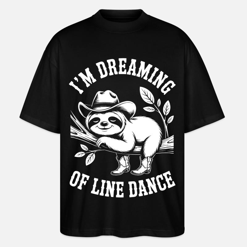 Träumendes Faultier Line Dance - Stanley/Stella Oversized Unisex Bio T-Shirt Blaster 2.0 - Schwarz