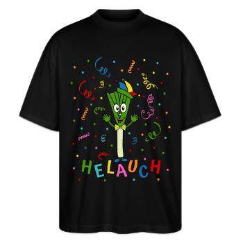 Lauch Helauch Fasching Konfetti Helau Fastnacht - Stanley/Stella Oversized Unisex Bio T-Shirt Blaster 2.0 - Schwarz - Vorne - Alina (178cm) & Michal (187cm)