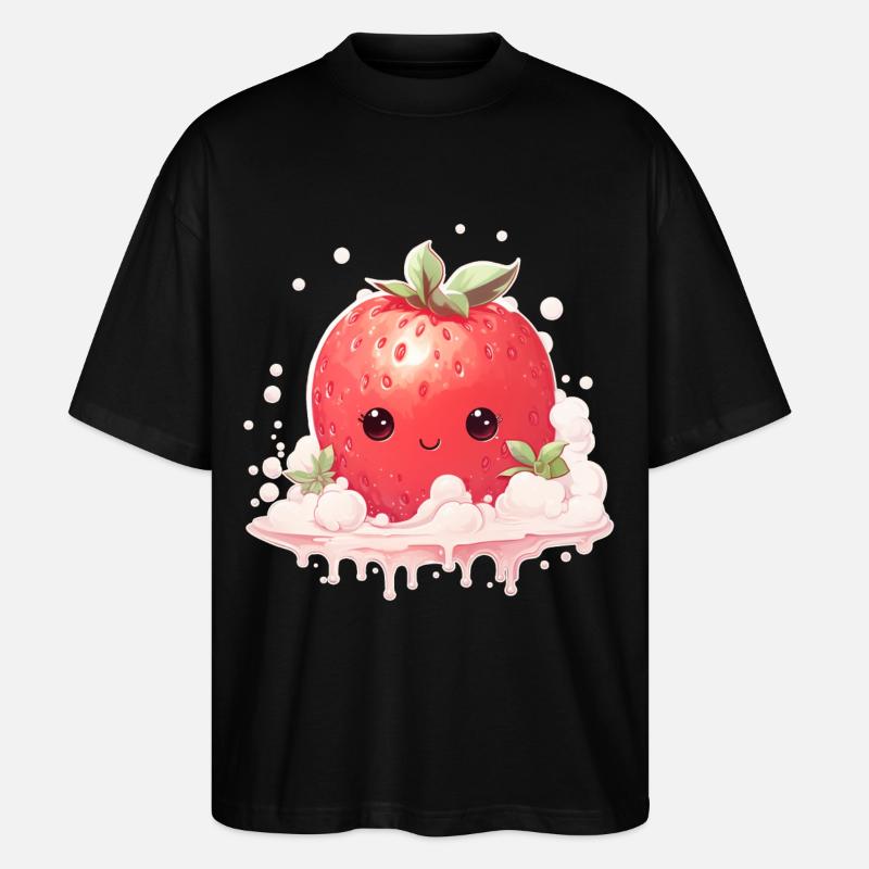 Erdbeere Kawaii - Stanley/Stella Oversized Unisex Bio T-Shirt Blaster 2.0 - Schwarz