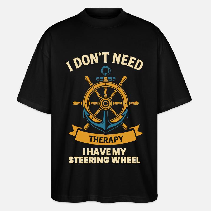 Lustiger Spruch Schiff-boot-kapitän - Stanley/Stella Oversized Unisex Bio T-Shirt Blaster 2.0 - Schwarz