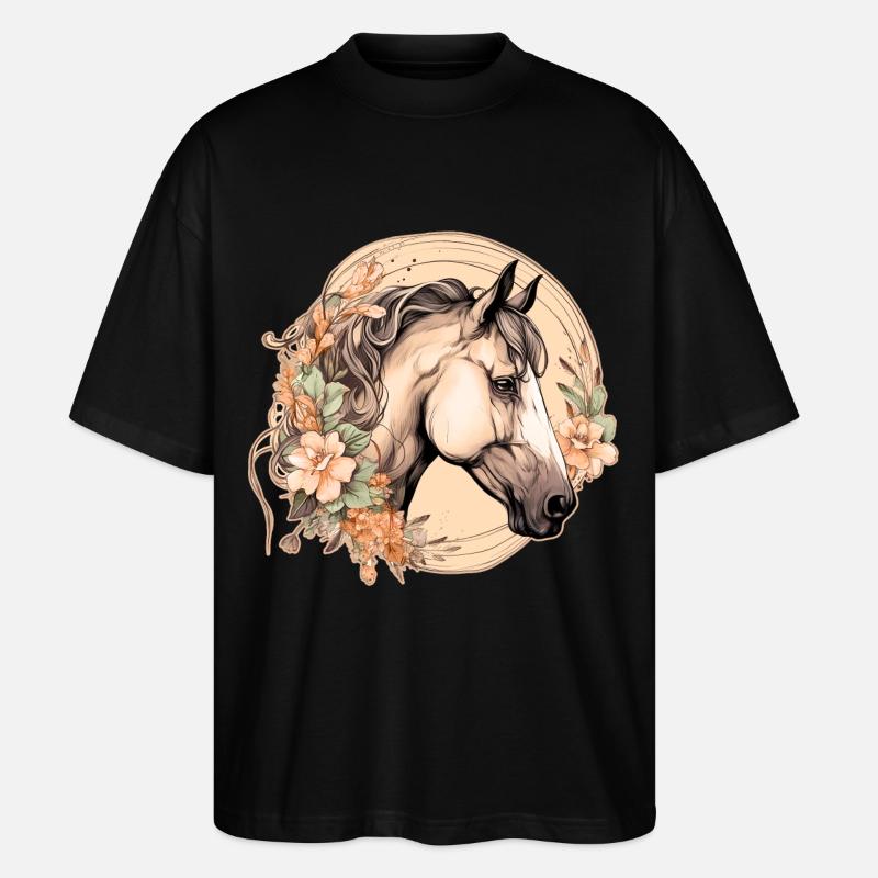 Pferd Boho - Stanley/Stella Oversized Unisex Bio T-Shirt Blaster 2.0 - Schwarz