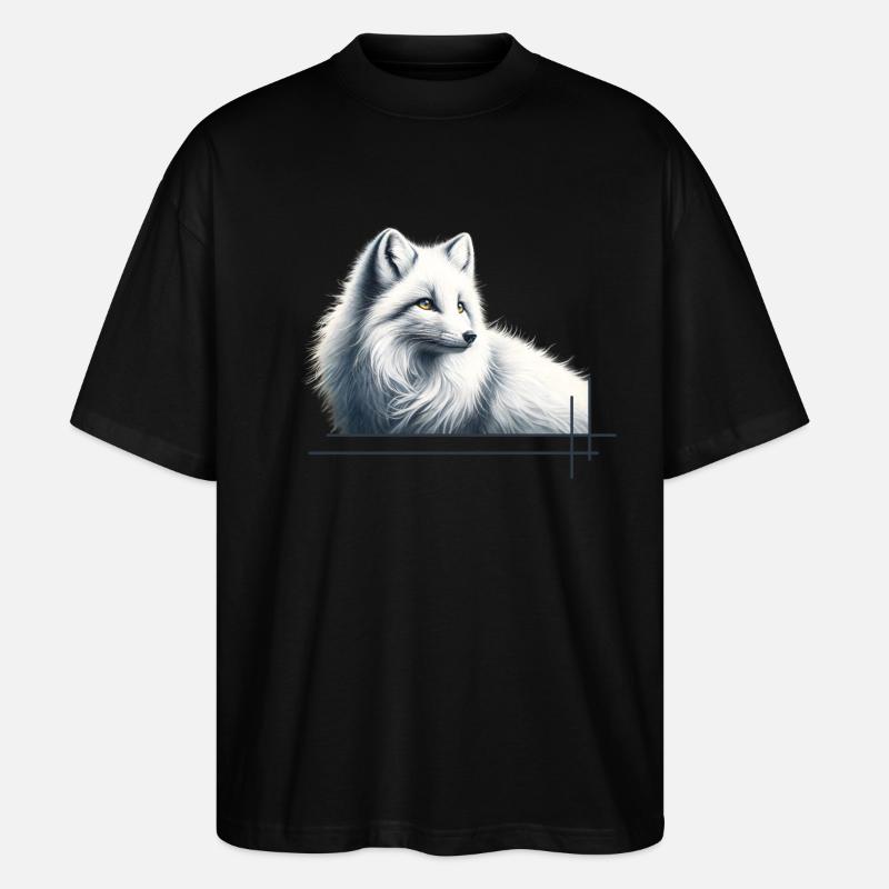 Fuchs im Winter Eleganz - Stanley/Stella Oversized Unisex Bio T-Shirt Blaster 2.0 - Schwarz
