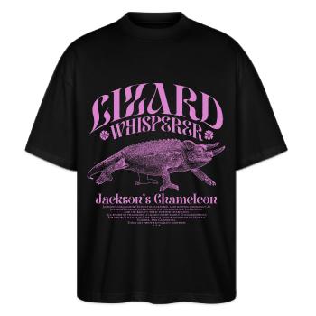 Jackson's Chameleon Lizard Whisperer - Stanley/Stella Oversized Unisex Organic T-shirt Blaster 2.0 - black - Front - Alina (178cm) & Michal (187cm)