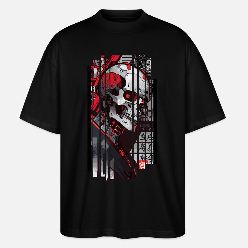 Cyborg Schädel Kanji - Stanley/Stella Oversized Unisex Bio T-Shirt Blaster 2.0 - Schwarz