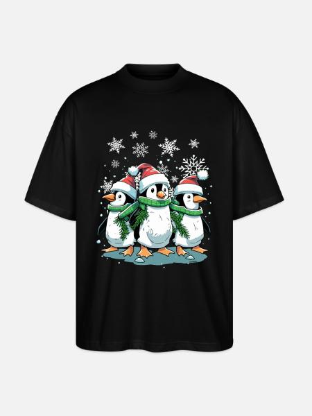 Søt julepingvin - Søt julepingvin - Stanley/Stella Blaster 2.0 Økologisk Oversized Unisex T-skjorte - svart