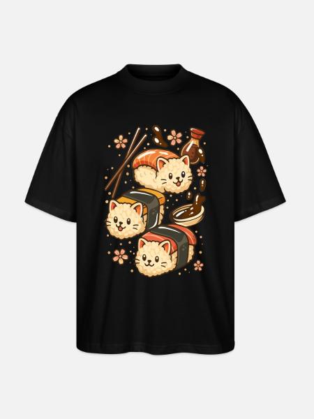 Chat sushis - T-shirt bio Blaster 2.0 coupe oversize Stanley/Stella Unisexe - noir