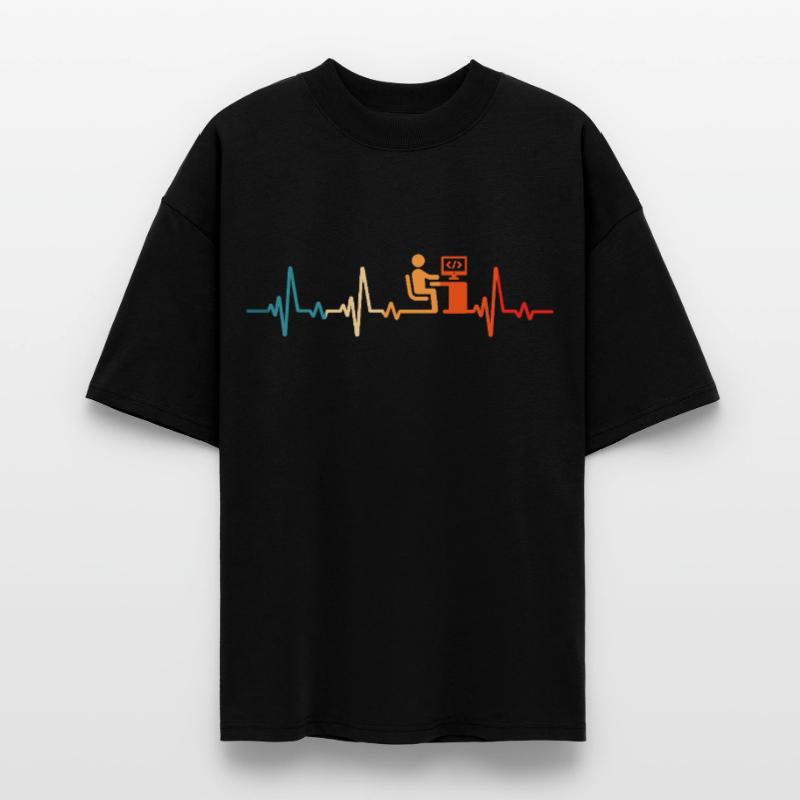Programmer Retro Heartbeat Computer Scientist code Stanley/Stella Oversized Unisex Organic T-shirt Blaster 2.0