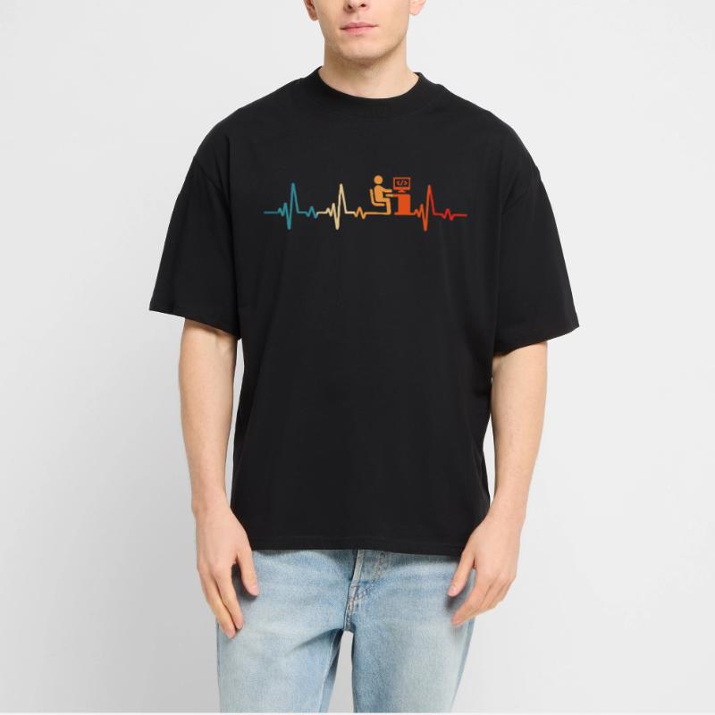 Programmer Retro Heartbeat Computer Scientist code Stanley/Stella Oversized Unisex Organic T-shirt Blaster 2.0