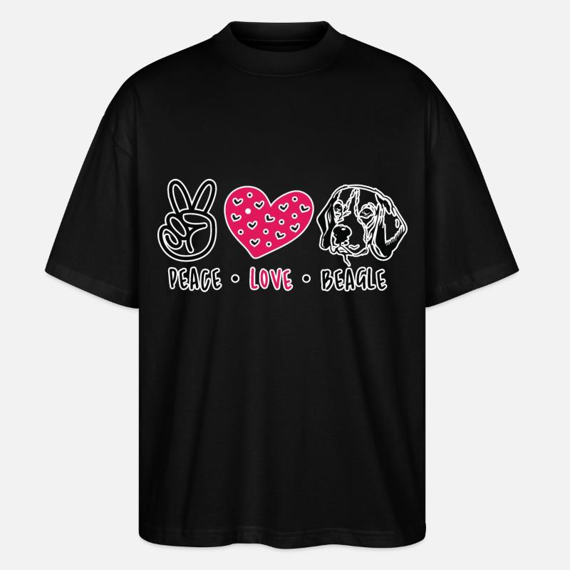Paix amour beagle - T-shirt bio Blaster 2.0 coupe oversize Stanley/Stella Unisexe - noir