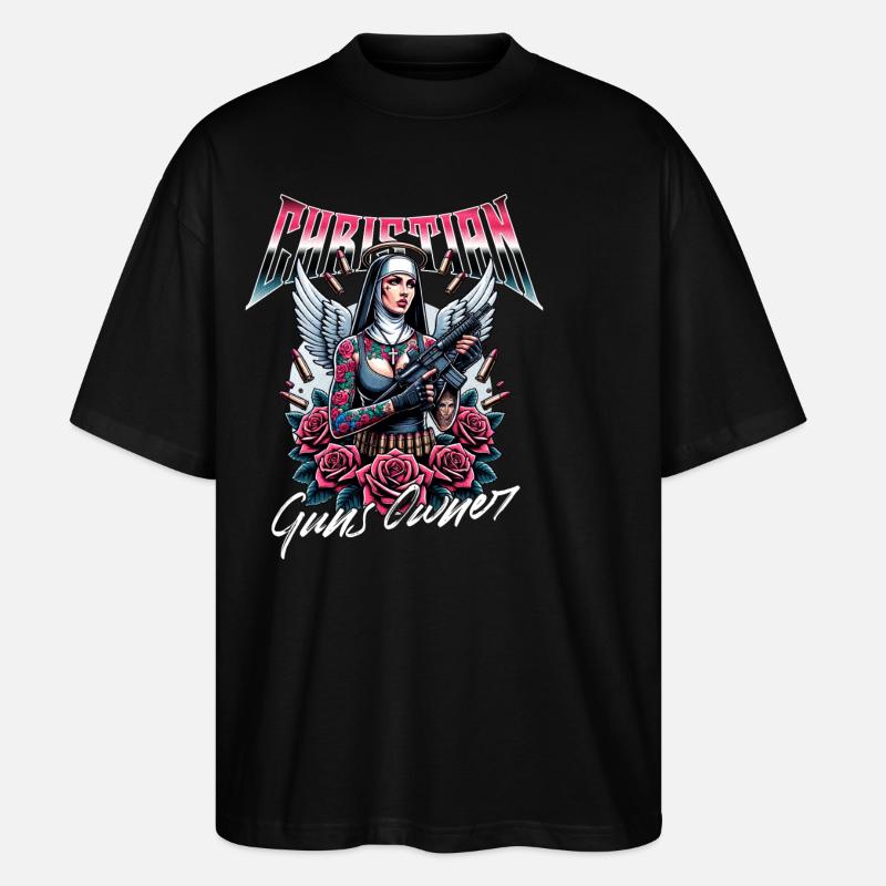 Leidenschaftlicher Gläubiger Waffen Christ - Stanley/Stella Oversized Unisex Bio T-Shirt Blaster 2.0 - Schwarz