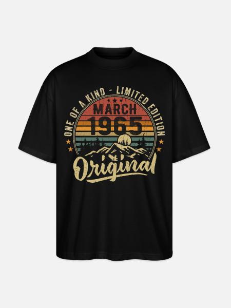 Verjaardagsideeën maart 1965 Origineel maart 1965 - Stanley/Stella Uniseks oversized bio T-shirt Blaster 2.0 - zwart