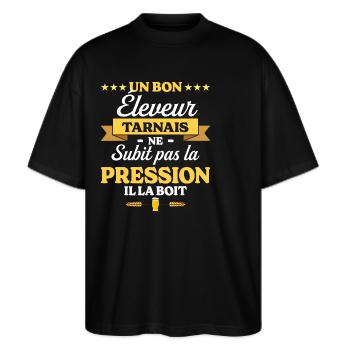 Éleveur Tarnais Tarn Éleveur - T-shirt bio Blaster 2.0 coupe oversize Stanley/Stella Unisexe - noir - Devant - Alina (178cm) & Michal (187cm)